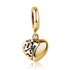 PY1224 925 Sterling Silver Gold-Color My Heart Charm