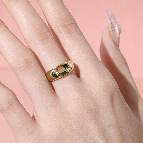 FJ0819 925 Sterling Silver Chunky Signet Dome Ring