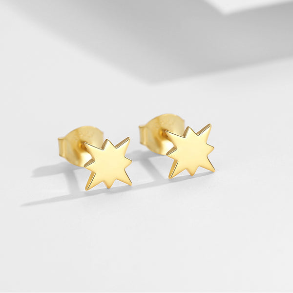 FE0056 925 Sterling Silver Starburst Stud Earrings