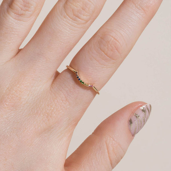 FJ0778 925 Sterling Silver Trail Rainbow Zirconia Wedding Ring