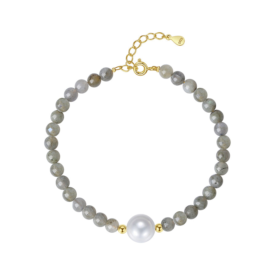 PB0025 925 Sterling Silver Freshwater Pearl & Glitter Stone Bracelets