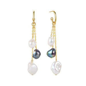 FE1785 925 Sterling Silver Freshwater Pearl Hoop Earrings