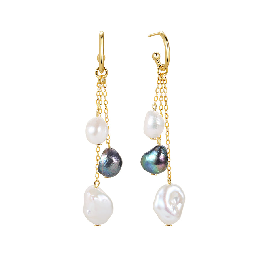 FE1785 925 Sterling Silver Freshwater Pearl Hoop Earrings