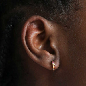 FE1656 925 Sterling Silver Cubic Zirconia Hoop Earring