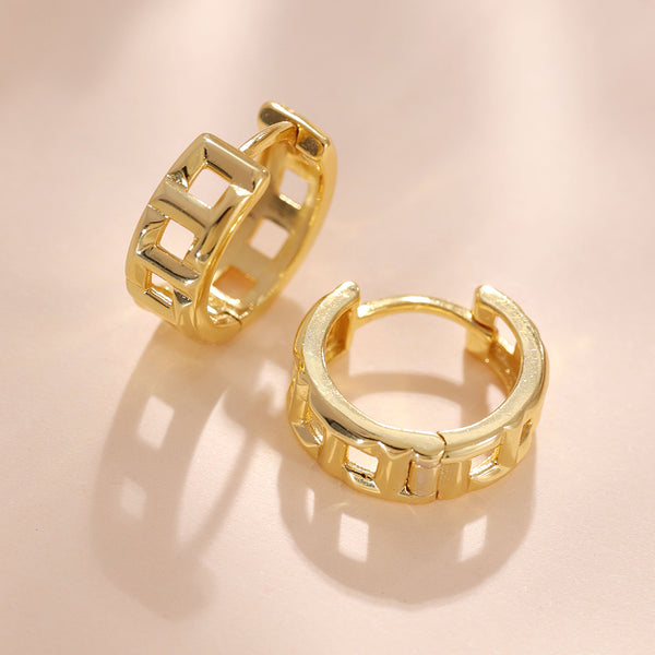 YHE0379 925 Sterling Silver T-shaped Hollow Earrings