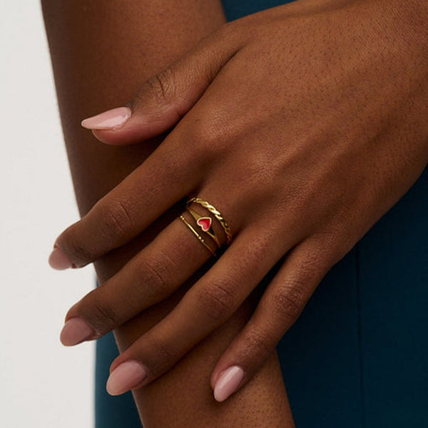 FJ0832 925 Sterling Silver Enamel Heart Multi Women Rings