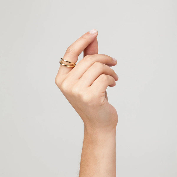 FJ0334 925 Sterling Silver Double Layered Ring