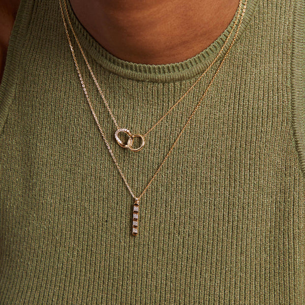 FX0921 925 Sterling Silver Vertical Bar Zirconia Necklace