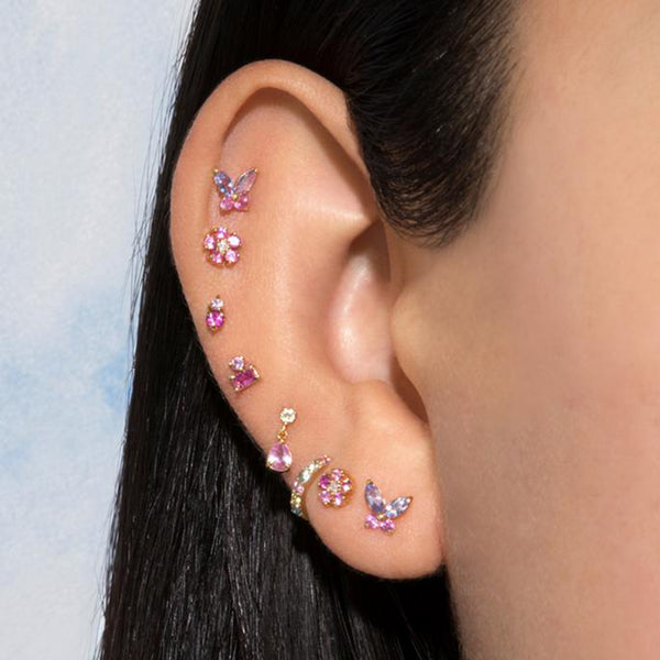 FE1557 925 Sterling Silver Butterfly Cubic Zircon Stud Earrings