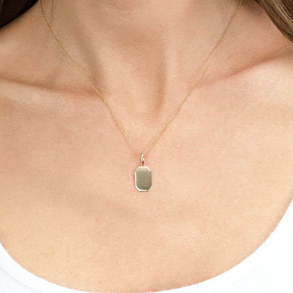 FX0420 925 Sterling Silver Rectangle Pendant Necklace