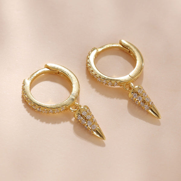 YHE0247 925 Sterling Silver Rivet Cubic Zirconia Dangle Earring