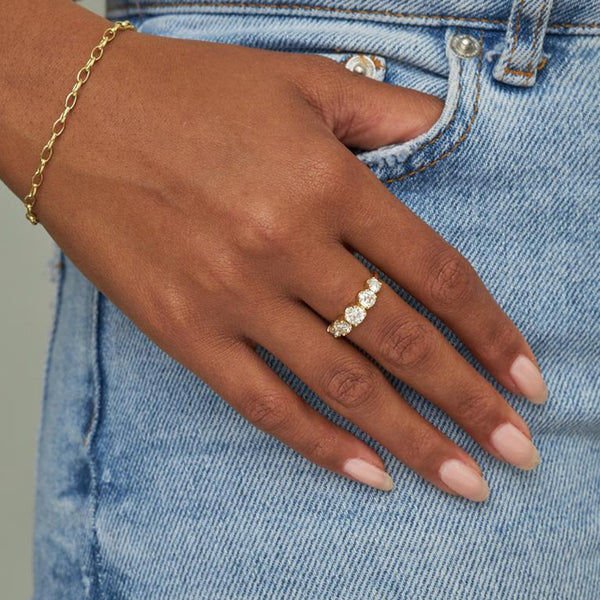 FJ0690 925 Sterling Silver Large Zircon Band Ring