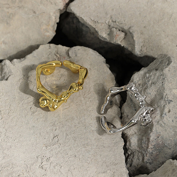 RHJ1116 925 Sterling Silver Irregular Open Ring For Girls