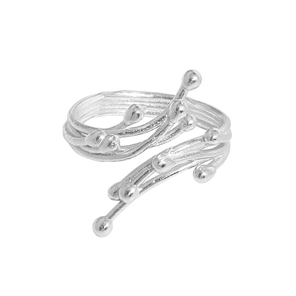 RHJ1103 925 Sterling Silver Flowing Textured Open Ring
