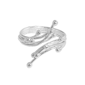 RHJ1103 925 Sterling Silver Flowing Textured Open Ring