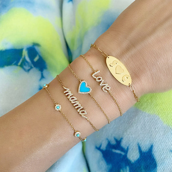 FS0162 925 Sterling Silver Diamond Mama Bracelet