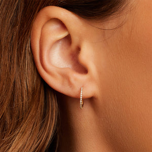 FE1994 925 Sterling Silver Minimalist CZ Women Huggie Hoop Earrings