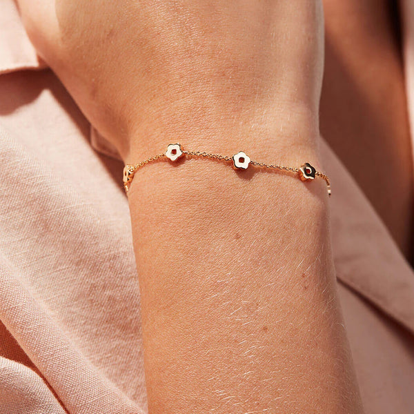 FS0153 925 Sterling Silver Rowena Flower Bracelet