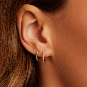 FE1994 925 Sterling Silver Minimalist CZ Women Huggie Hoop Earrings