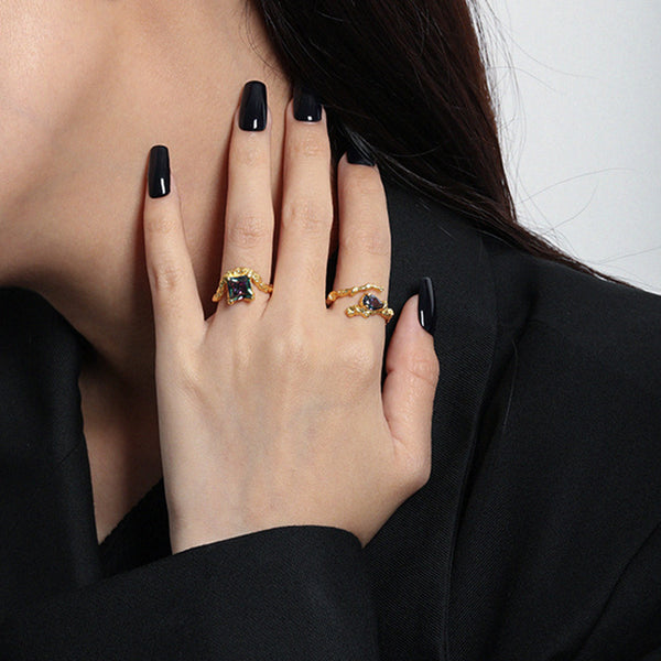 S925 RHJ1027 Textured Cubic Zirconia Ring