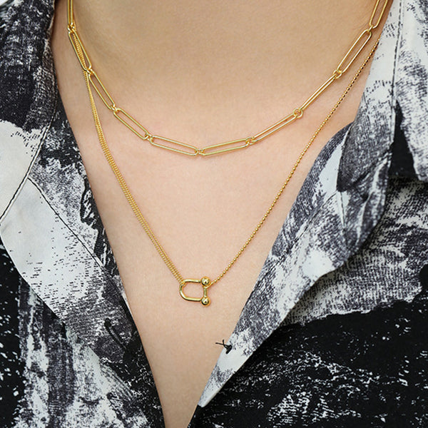 RHX1036 U Shape Sideway Necklace