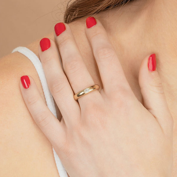 FJ0443 925 Sterling Silver Oval Zircon Thicker Ring