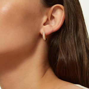 FE1611 925 Sterling Silver Gold Zircon Hoop Earrings