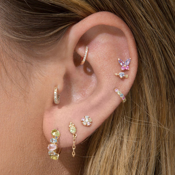 FE1665 925 Sterling Silver Sapphire Flower Stud Earring