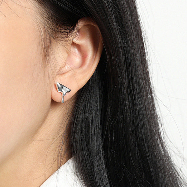 RHE1084 925 Sterling Silver Lava Irregular Stud Earring