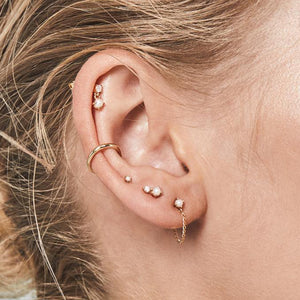 FE1569 925 Sterling Silver Dangle Zircon Pearl Stud Earrings