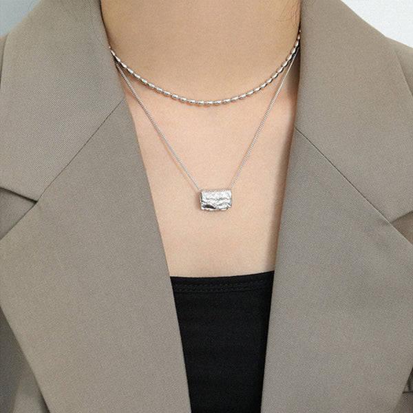 RHX1033 Irregular Geometry Block  Necklace