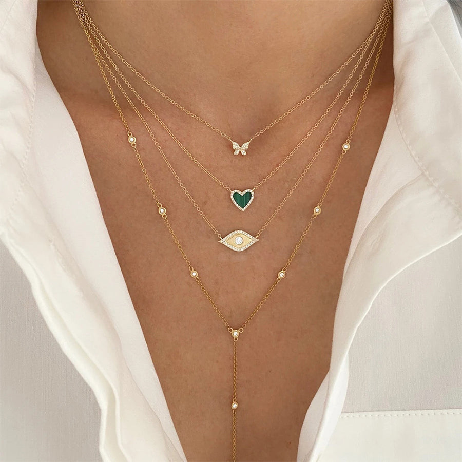 FX0470 925 Sterling Silver Diamond Butterfly Necklace