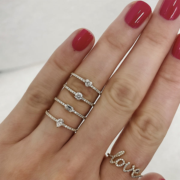 FJ0685 925 Sterling Silver Heart Pave Zircon Ring