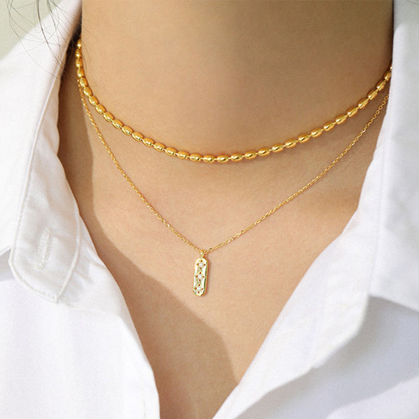 RHX1038 Vertical Cubic Zirconia Bar Necklace