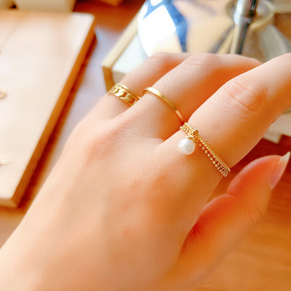 PR0017 925 Sterling Silver Rope Freshwater Pearl Ring