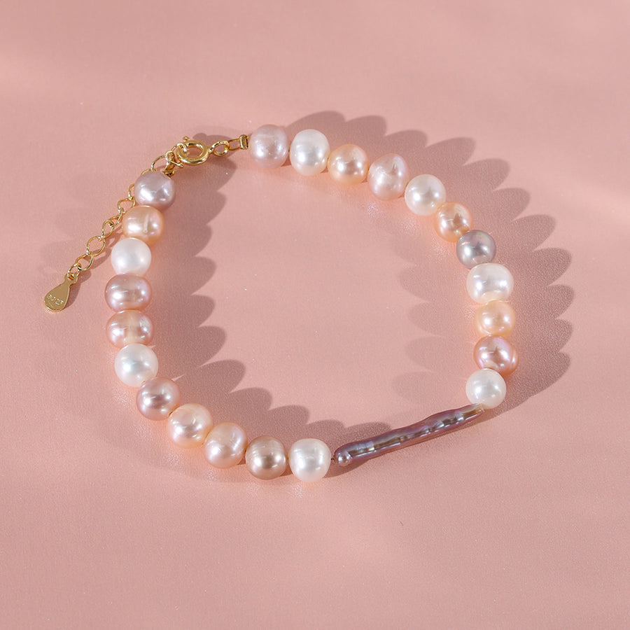 PB0040 925 Sterling Silver Pink Freshwater Pearl Bracelets