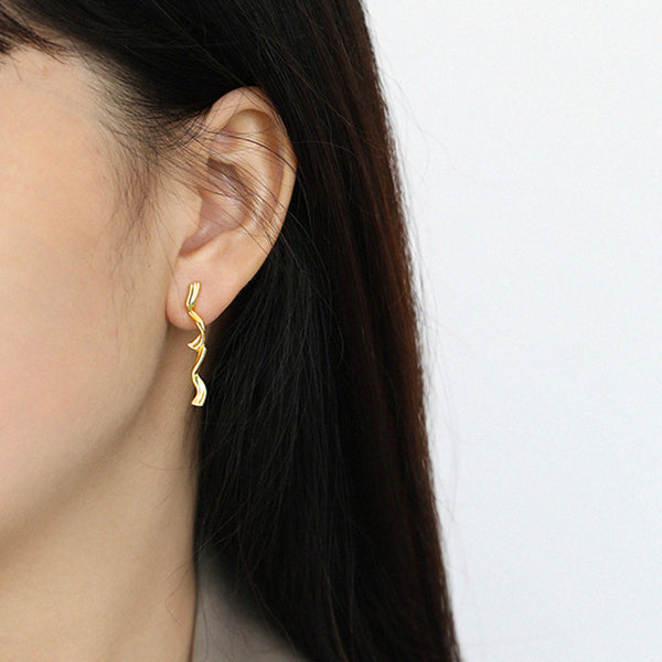 RHE1096 925 Sterling Silver Long & Short Irregular Bar Stud Earring For Daily