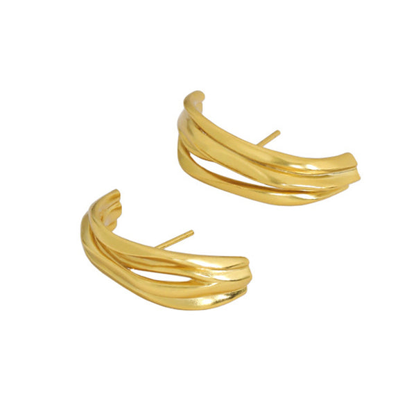 RHE1088 925 Sterling Silver Triple Band Earrings For Girls