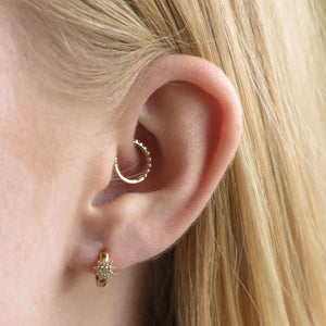 FE1159 925 Sterling Silver Flower Zircon Hoop Earrings
