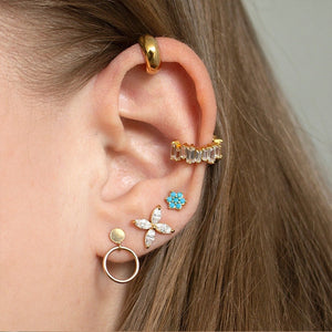 FE1615 925 Sterling Silver Open Circle Stud Earrings