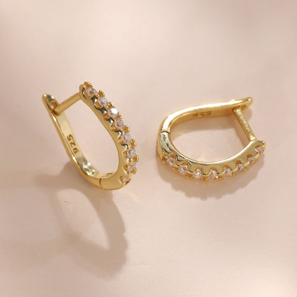YHE0331 925 Sterling Silver Trendy Cubic Ziconia Hoop Earrings