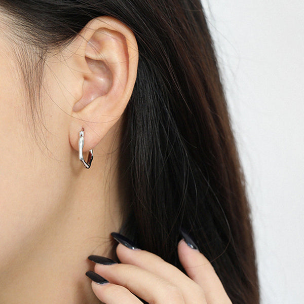 RHE1097 925 Sterling Silver Irregular Geometry Hoop For Daily