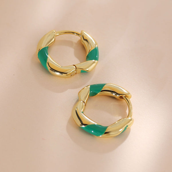 YHE0482 925 Sterling Silver Twist Enamel Hoop Earring