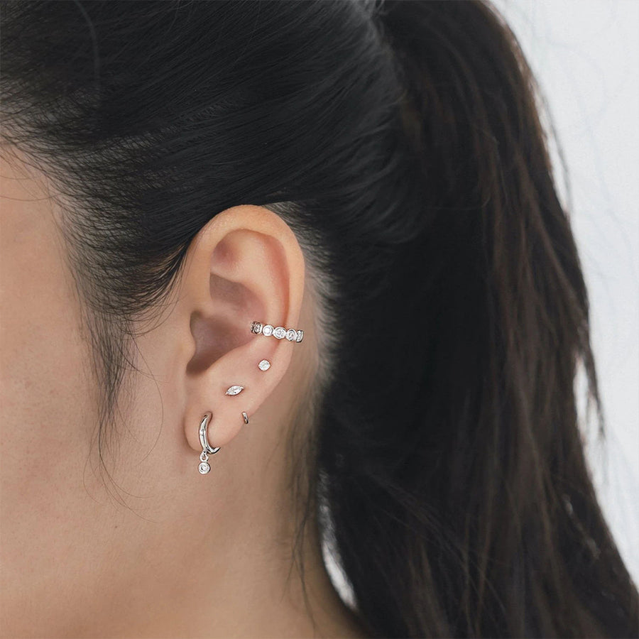 FE0922 925 Sterling Silver Infinity Bezel Ear Cuff Earrings