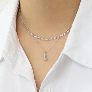 RHX1006 925 Sterling Silver Pig Nose Chain Necklace