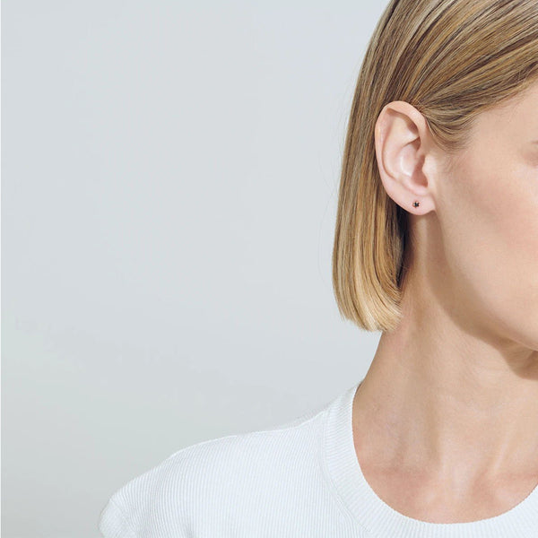 FE1065 925 Sterling Silver Black Zircon Stud Earrings