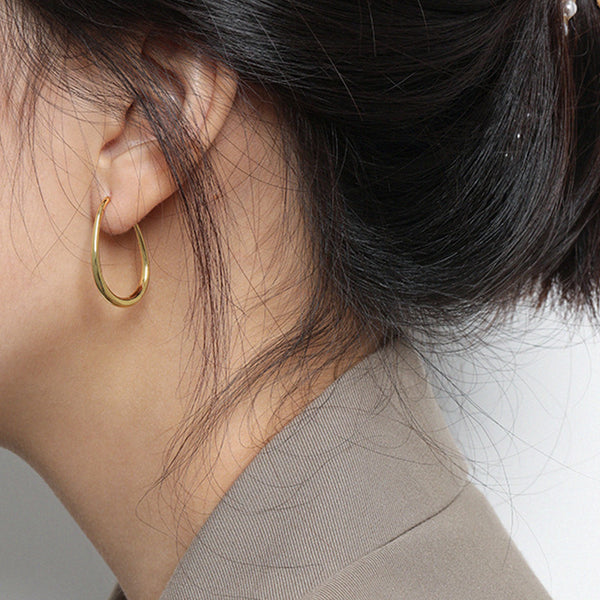 S925 RHE1009 Simple Hoop Earring