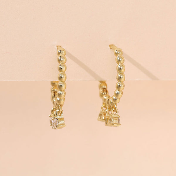 YHE0194 925 Sterling Silver Cubic Zirconia Bead Women Earring