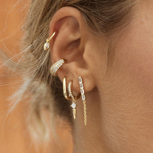 FE0970 925 Sterling Silver Crystal Bar Chain Earrings