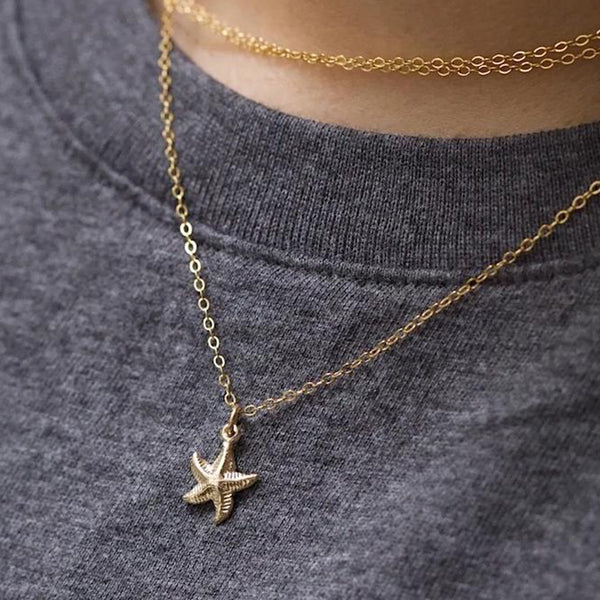 FX0391 925 Sterling Silver Starfish Pendant Necklace